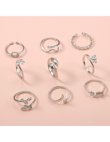 Conjunto de Anillos para Dedos de Oro 14k y Plata Vivian&CD