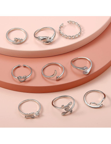 Conjunto de Anillos para Dedos de Oro 14k y Plata Vivian&CD