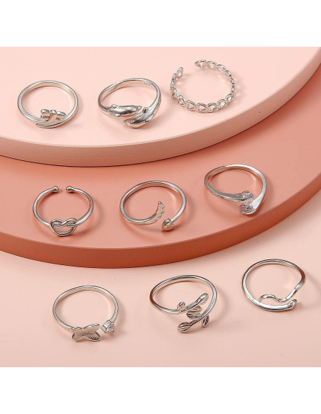 Conjunto de Anillos para Dedos de Oro 14k y Plata Vivian&CD