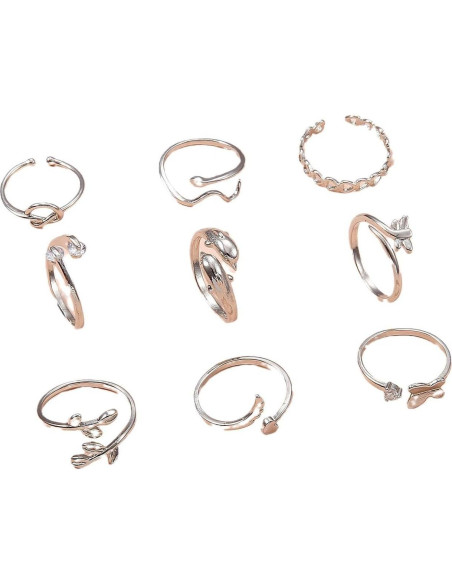 Conjunto de Anillos para Dedos de Oro 14k y Plata Vivian&CD