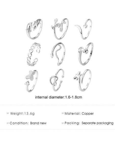 Conjunto de Anillos para Dedos de Oro 14k y Plata Vivian&CD