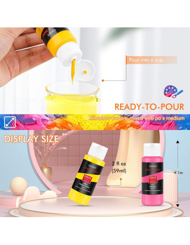 Juego de Pintura Acrílica Caliart 24 Colores + 12 Pinceles