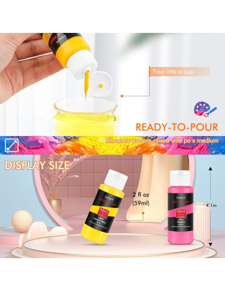 Juego de Pintura Acrílica Caliart 24 Colores + 12 Pinceles