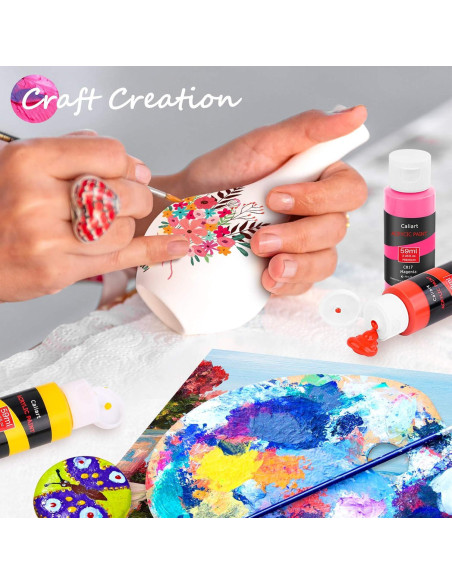 Juego de Pintura Acrílica Caliart 24 Colores + 12 Pinceles