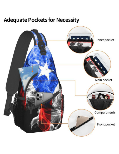 Bandolera GTEVUTS Bandera de Puerto Rico 19x8x39 cm