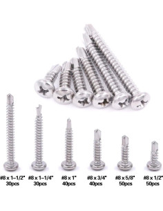 Kit de Tornillos Autoperforantes Hilitchi Acero Inoxidable 410 240 Piezas 2