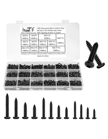 1200 Pcs Tornillos Autoperforantes Phillips M2 M2.5 M3 para Madera