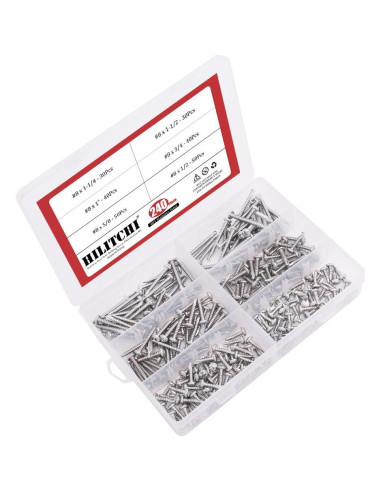 Kit de Tornillos Autoperforantes Hilitchi Acero Inoxidable 410 240 Piezas