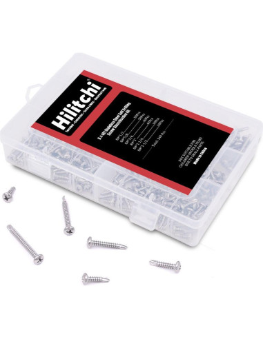 Kit de Tornillos Autoperforantes Hilitchi Acero Inoxidable 410 240 Piezas