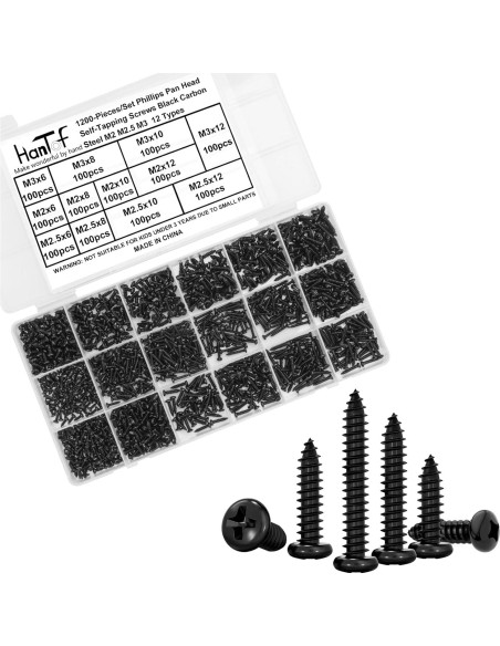 1200 Pcs Tornillos Autoperforantes Phillips M2 M2.5 M3 para Madera