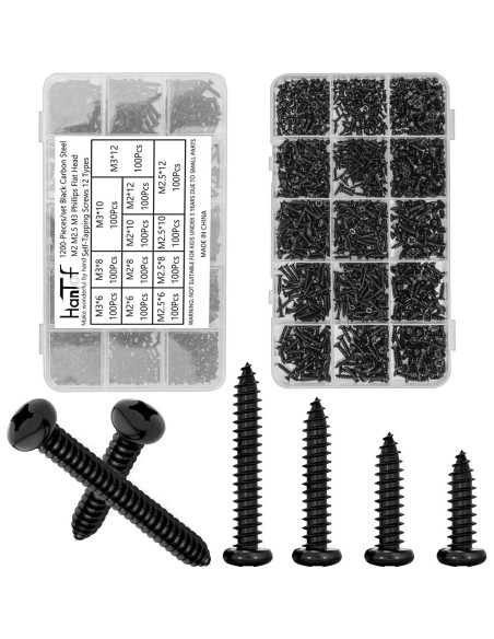 1200 Pcs Tornillos Autoperforantes Phillips M2 M2.5 M3 para Madera