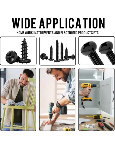 1200 Pcs Tornillos Autoperforantes Phillips M2 M2.5 M3 para Madera