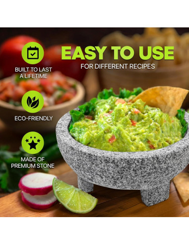 Juego de Mortero y Mano Umien de Granito 20.32 cm - 3.5 Tazas