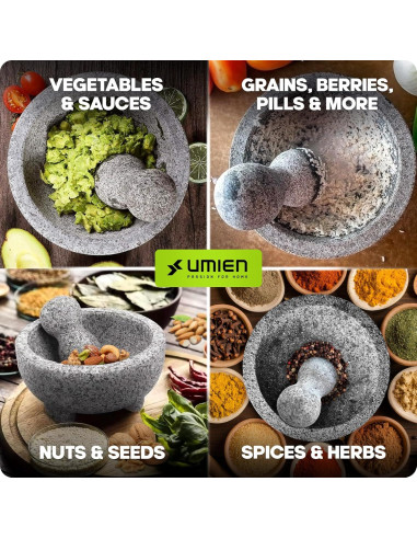 Juego de Mortero y Mano Umien de Granito 20.32 cm - 3.5 Tazas