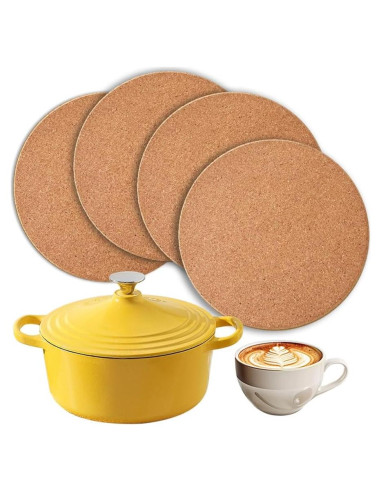 Juego de 4 posavasos de corcho ASBAYSON 20 cm resistentes al calor