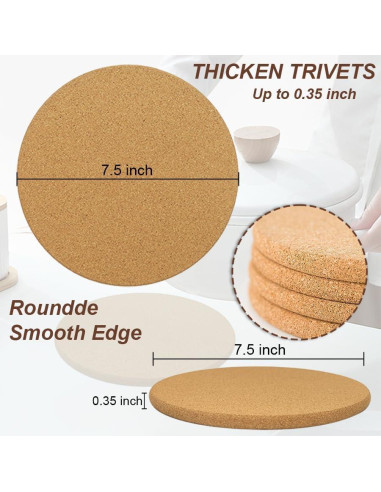 Juego de 4 posavasos de corcho ASBAYSON 20 cm resistentes al calor