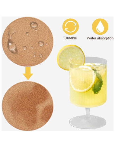 Juego de 4 posavasos de corcho ASBAYSON 20 cm resistentes al calor