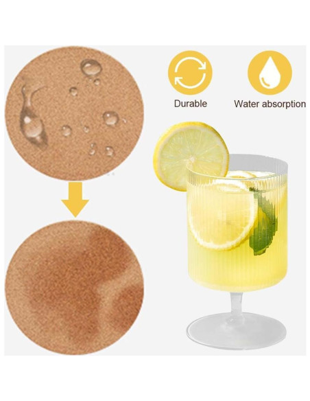 Juego de 4 posavasos de corcho ASBAYSON 20 cm resistentes al calor