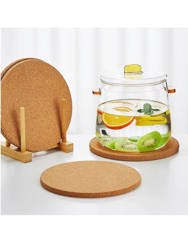 Juego de 4 posavasos de corcho ASBAYSON 20 cm resistentes al calor