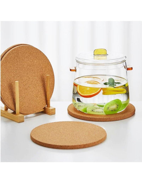 Juego de 4 posavasos de corcho ASBAYSON 20 cm resistentes al calor