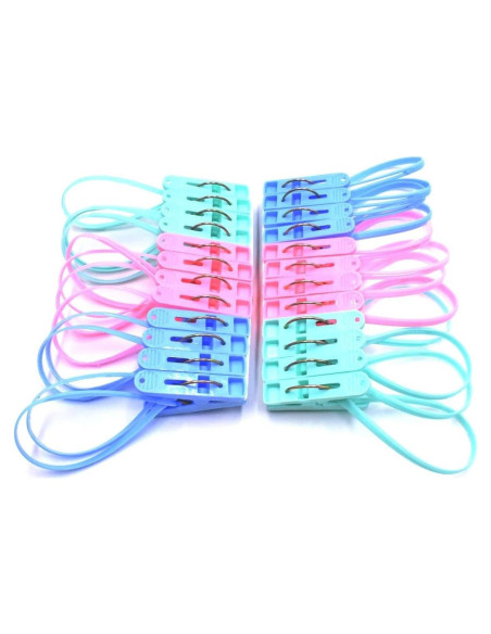 24 Pinzas de Plástico Coloridas Art&Beauty con Cuerda
