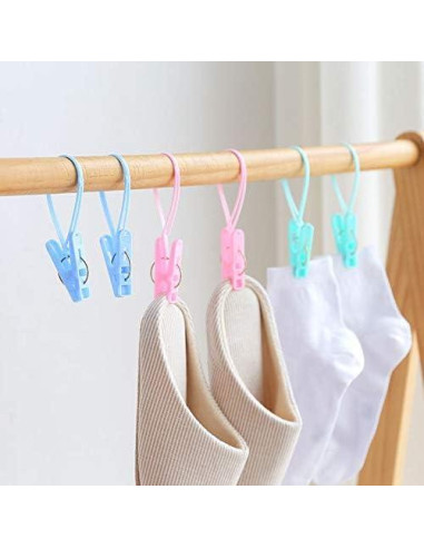 24 Pinzas de Plástico Coloridas Art&Beauty con Cuerda