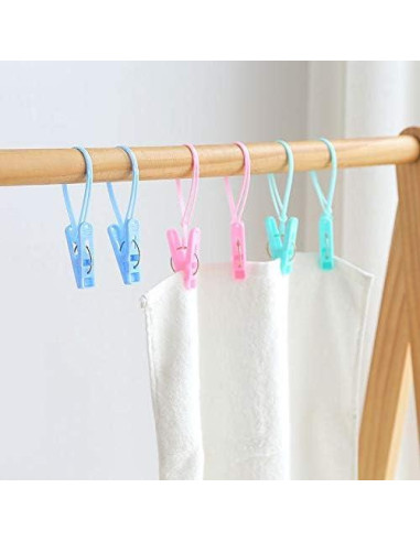 24 Pinzas de Plástico Coloridas Art&Beauty con Cuerda