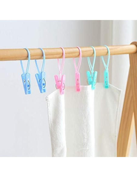 24 Pinzas de Plástico Coloridas Art&Beauty con Cuerda