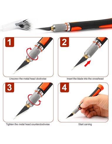 Juego de cuchillos de precisión EHDIS con 10 hojas - Naranja