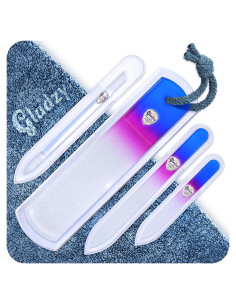 Juego de Lima de Uñas de Vidrio Gladzy - 4 Piezas Profesional