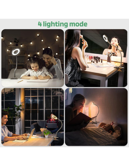 Luz LED de Lectura Clip on GLORIOUS-LITE Plata 36 LEDs 4 Modos