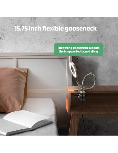 Luz LED de Lectura Clip on GLORIOUS-LITE Plata 36 LEDs 4 Modos