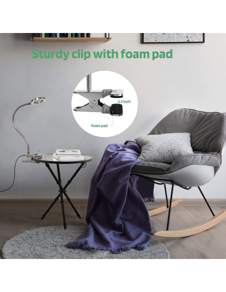 Luz LED de Lectura Clip on GLORIOUS-LITE Plata 36 LEDs 4 Modos