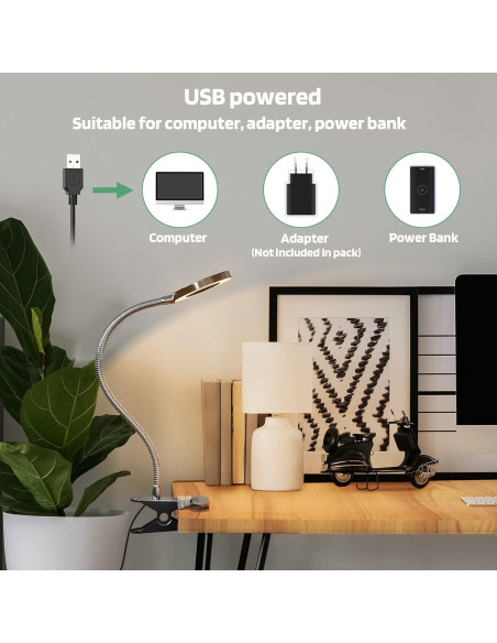 Luz LED de Lectura Clip on GLORIOUS-LITE Plata 36 LEDs 4 Modos