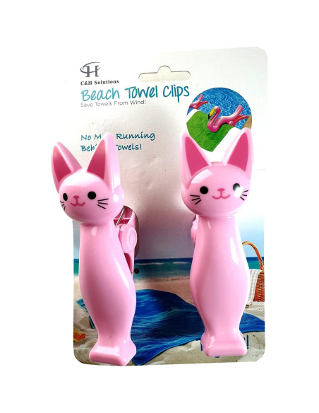 Clips de Toalla de Playa C&H Solutions Rosa Jumbo 2 Piezas