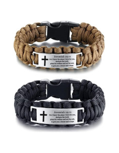 Pulsera de Supervivencia de Acero Inoxidable LiFashion con Versículos Bíblicos