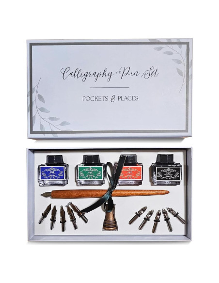 Juego de Plumas Caligráficas Pockets & Places con 10 Puntas y Tinta