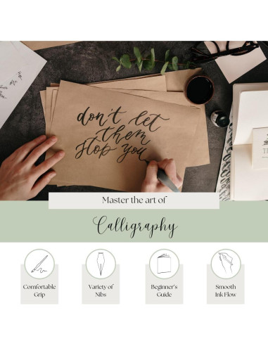 Juego de Plumas Caligráficas Pockets & Places con 10 Puntas y Tinta