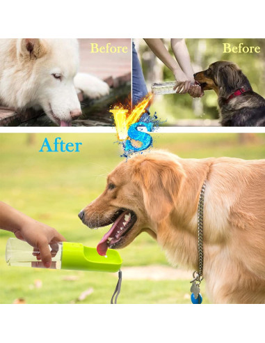 Botella de Agua para Perros Sofunii 0.45L Verde a Prueba de Fugas