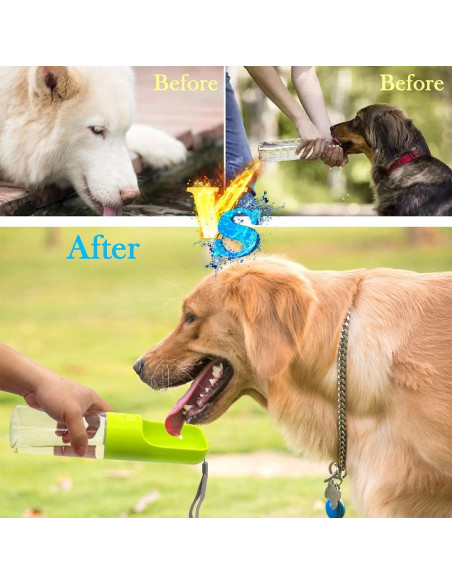 Botella de Agua para Perros Sofunii 0.45L Verde a Prueba de Fugas