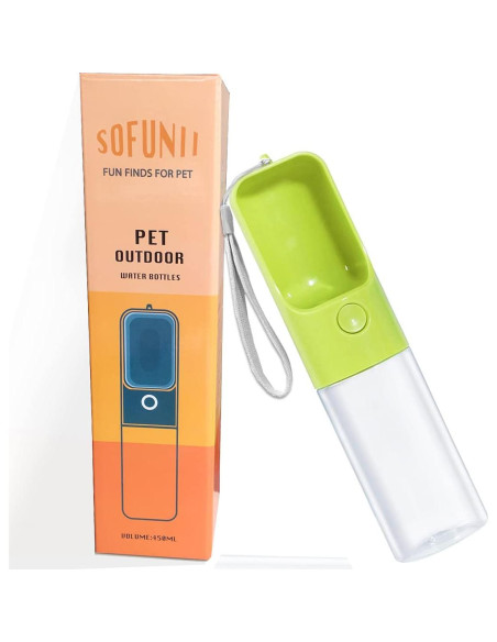 Botella de Agua para Perros Sofunii 0.45L Verde a Prueba de Fugas