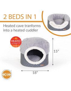 Cama Térmica para Gatos K&H 2-en-1 Lavable 45.72x38.1cm Gris 2