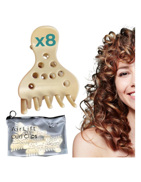 Clips de Elevación de Raíz Cocoa & Cali - Set de 8 Pinzas Voluminizadoras para Cabello Rizado