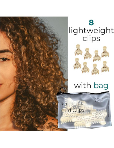 Clips de Elevación de Raíz Cocoa & Cali - Set de 8 Pinzas Voluminizadoras para Cabello Rizado