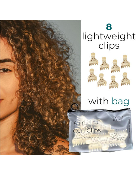 Clips de Elevación de Raíz Cocoa & Cali - Set de 8 Pinzas Voluminizadoras para Cabello Rizado