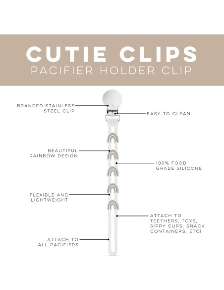 Clip de Chupete Arcoíris Ryan & Rose - Silicona 18.42 cm