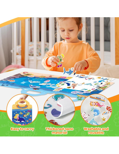 4 Libros de Pegatinas Reutilizables Uranus&No.1 para Niños