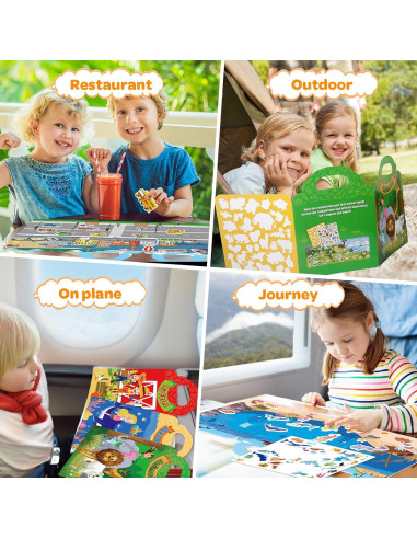 4 Libros de Pegatinas Reutilizables Uranus&No.1 para Niños