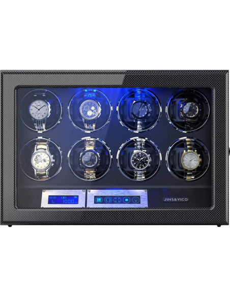 Enrollador de Reloj JINS&VICO 8 Espacios LCD Fibra de Carbono