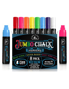 Marcadores de Tiza Líquida Jumbo LANA & LUCA 15mm Multicolor - Paquete de 8